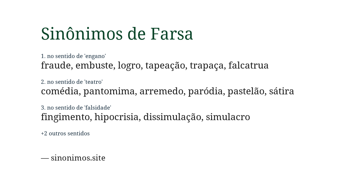 Sinônimo de farsa
