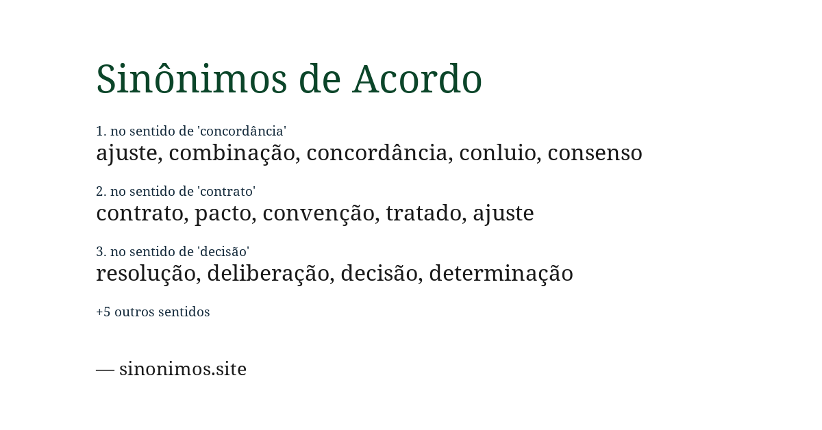 Sinônimo de acordo
