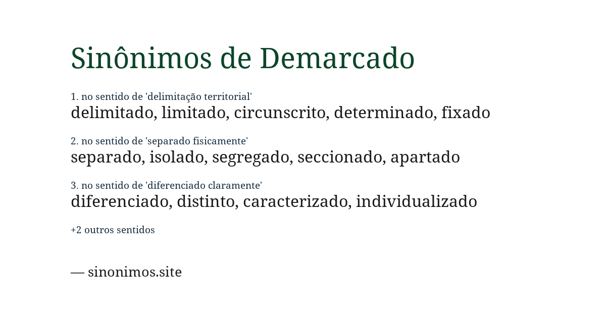 Sinônimo de demarcado