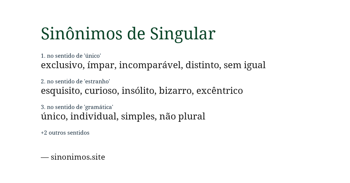 Sinônimo de singular