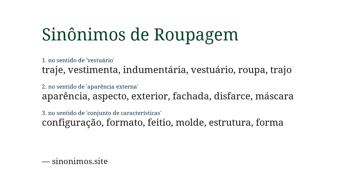 Sinônimo de roupagem