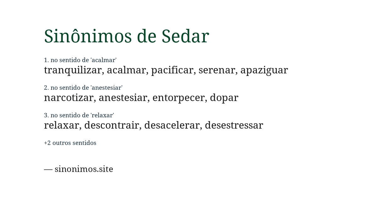 Sinônimo de sedar