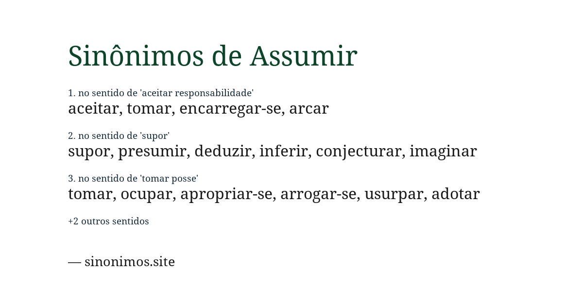 Sinônimo de assumir