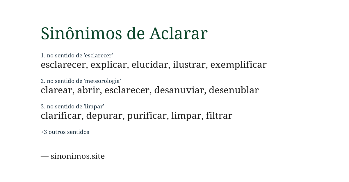 Sinônimo de aclarar