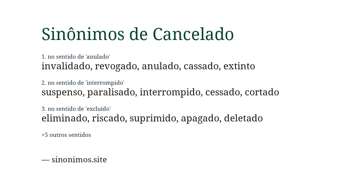 Sinônimo de cancelado
