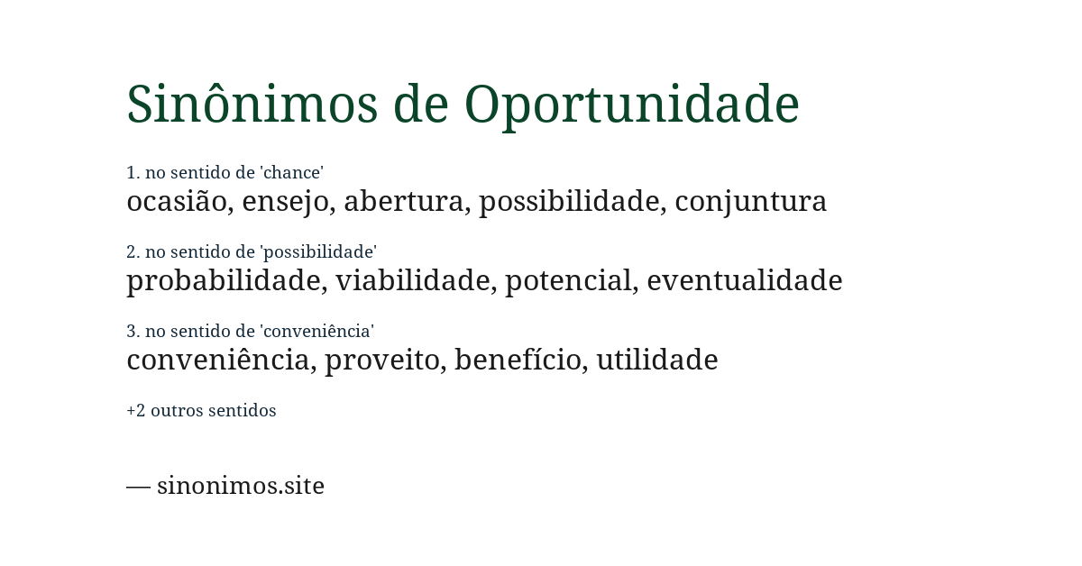 Sinônimo de oportunidade