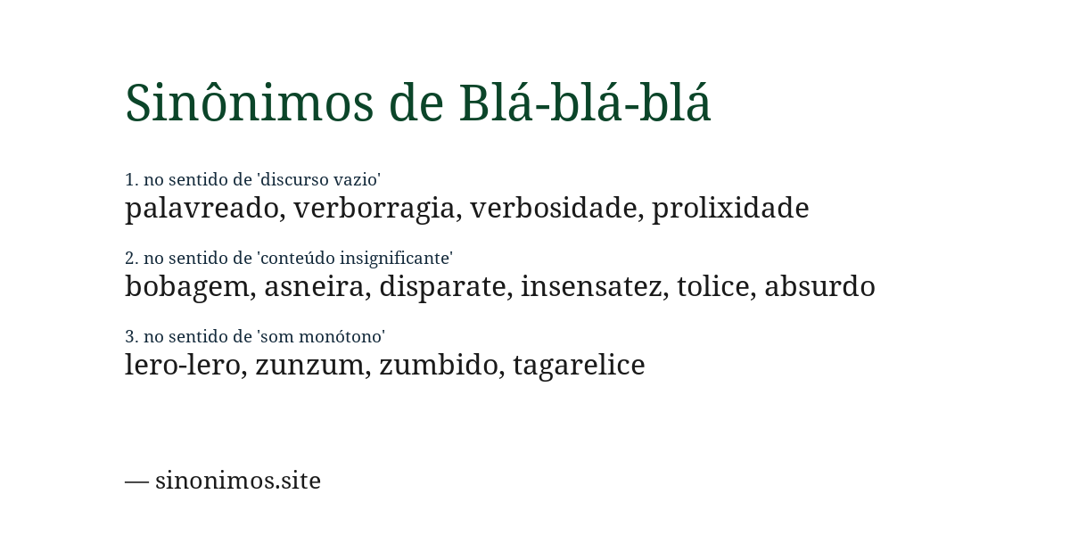 Sinônimo de blá-blá-blá