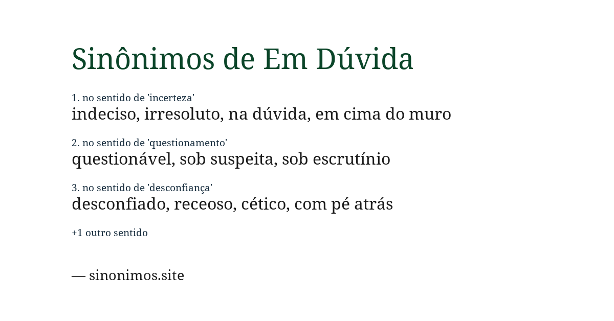 Sinônimo de em dúvida