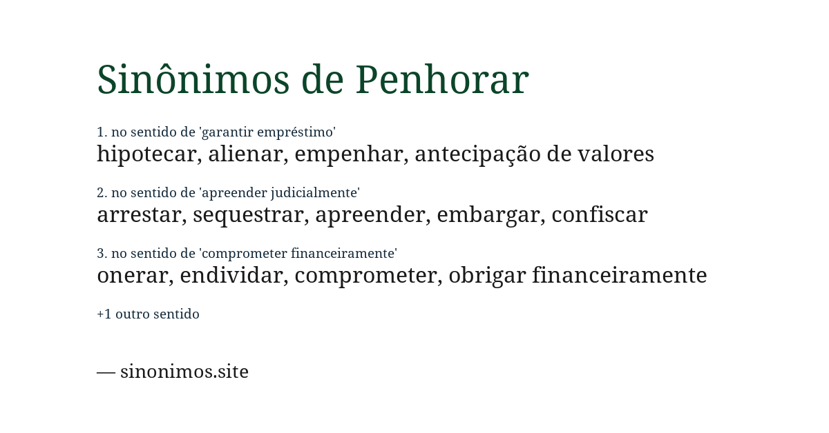 Sinônimo de penhorar