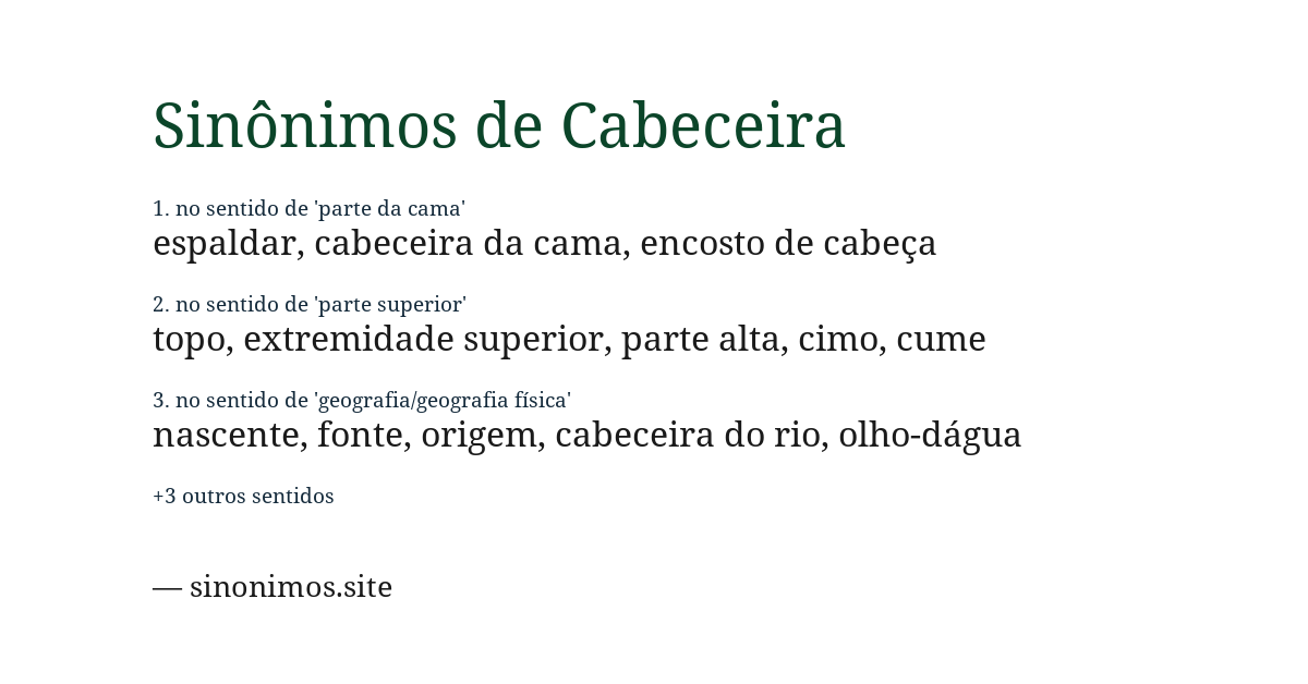Sinônimo de cabeceira