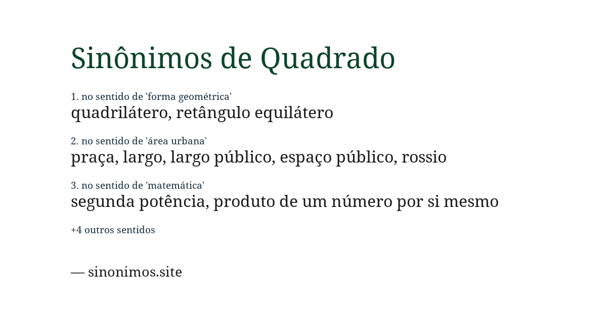 Sinônimo de quadrado