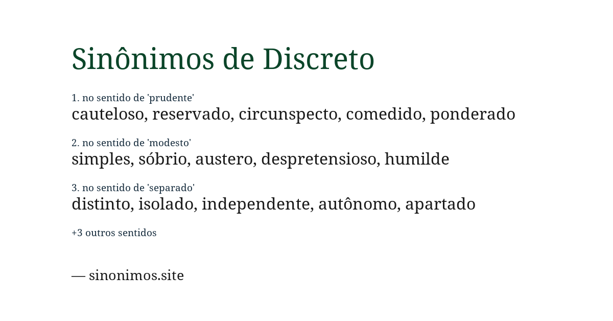Sinônimo de discreto
