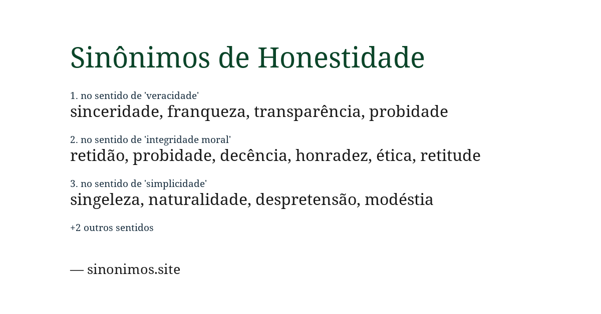 Sinônimo de honestidade
