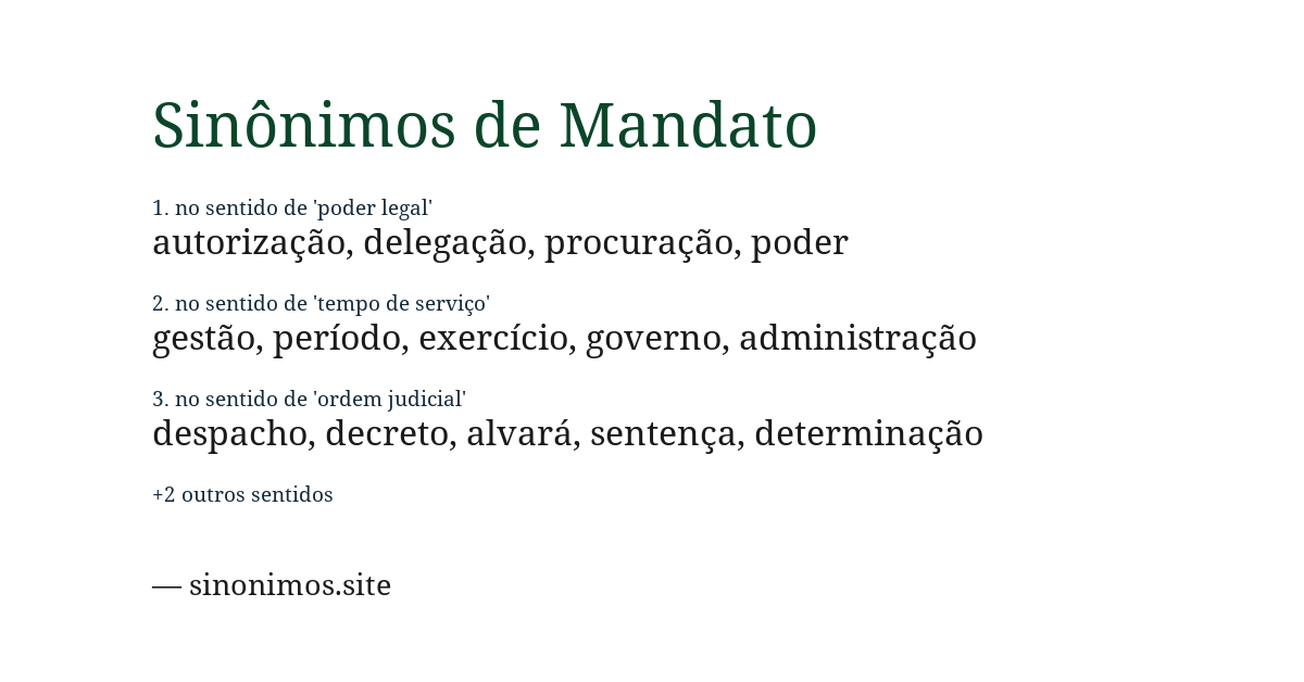 Sinônimo de mandato