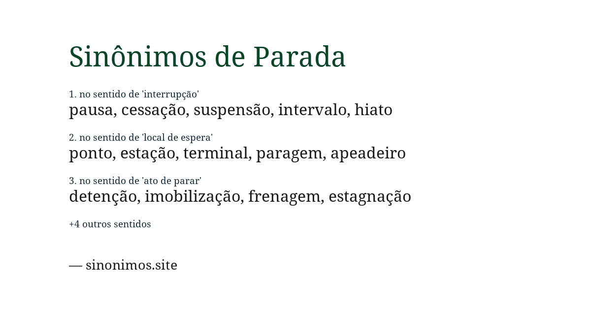 Sinônimo de parada