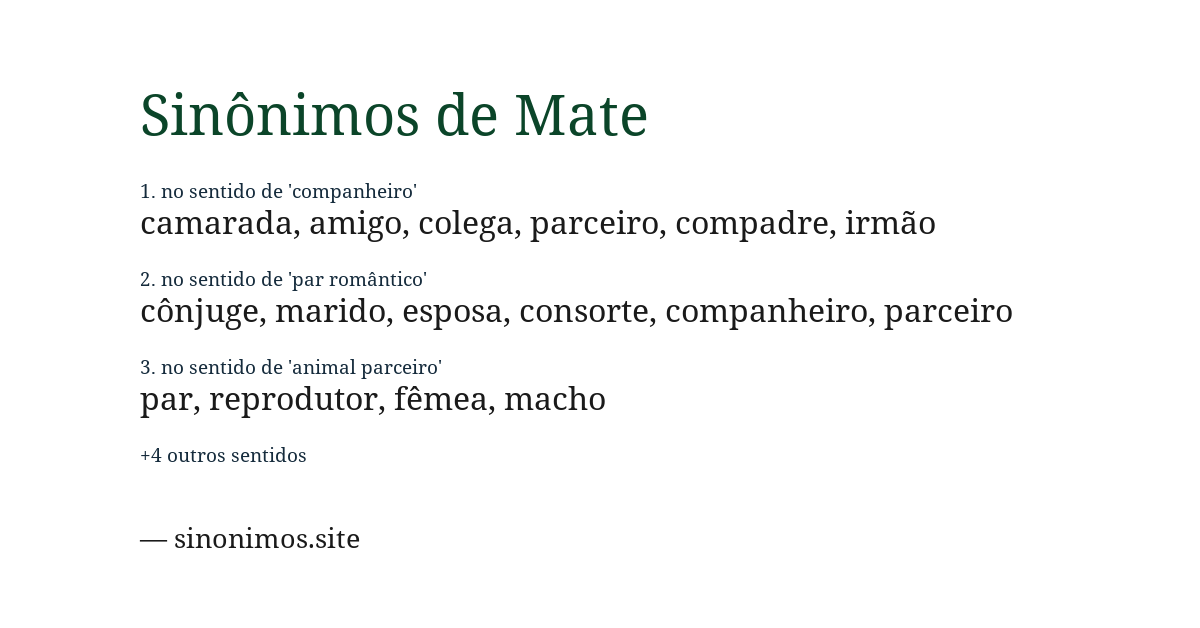 Sinônimo de mate