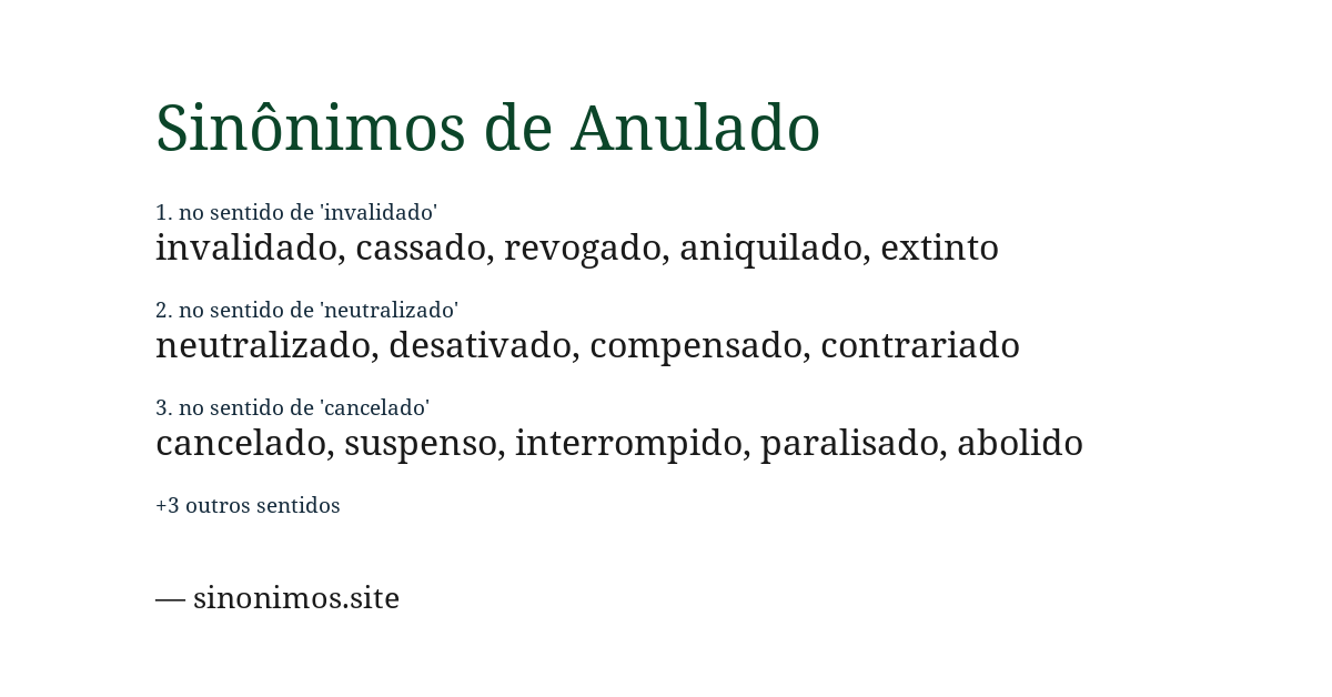 Sinônimo de anulado