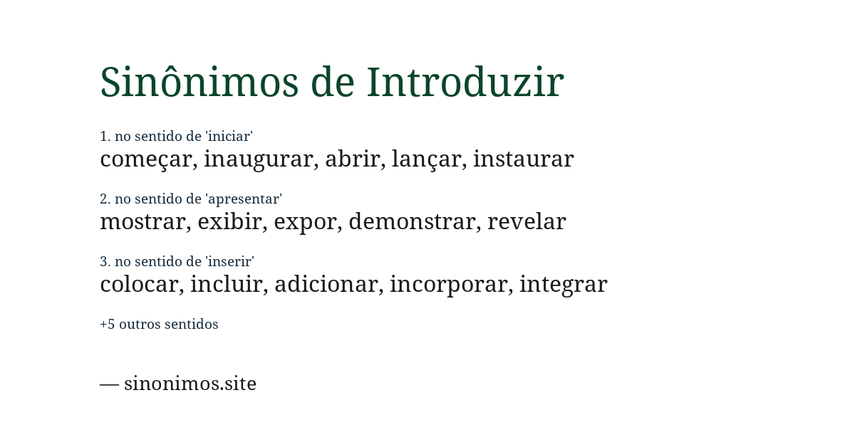 Sinônimo de introduzir