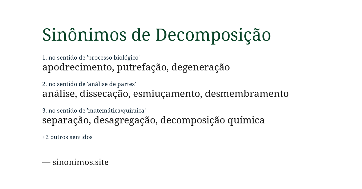 Sinônimo de decomposição