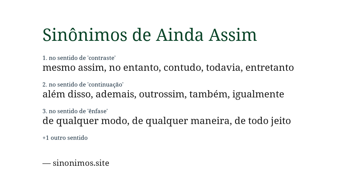 Sinônimo de ainda assim