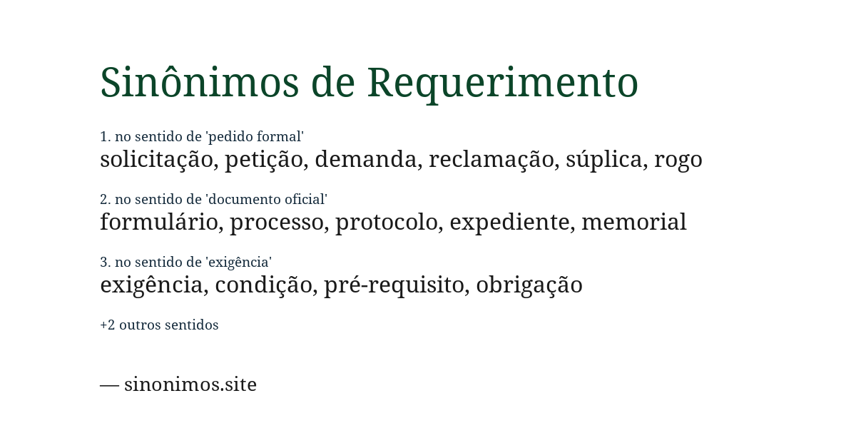 Sinônimo de requerimento