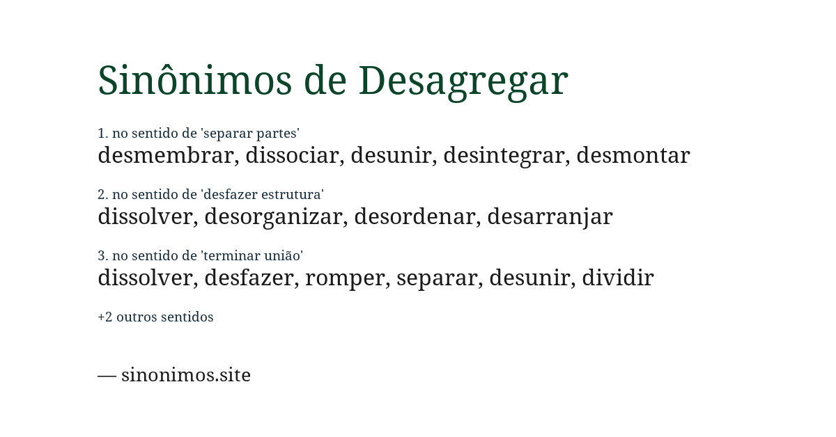 Sinônimo de desagregar