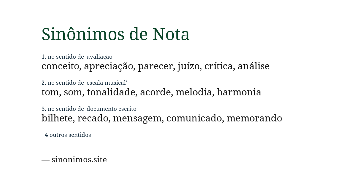 Sinônimo de nota