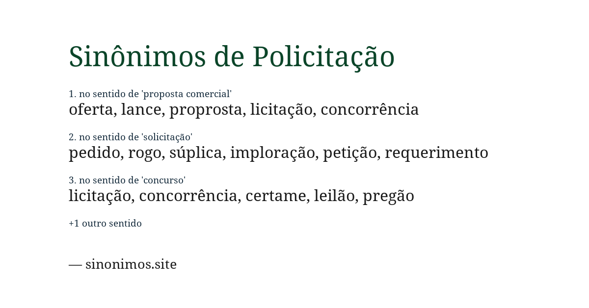 Sinônimo de policitação