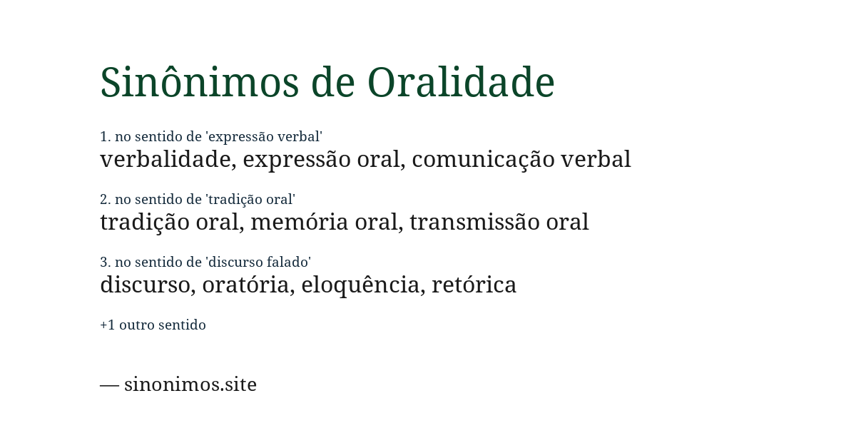 Sinônimo de oralidade