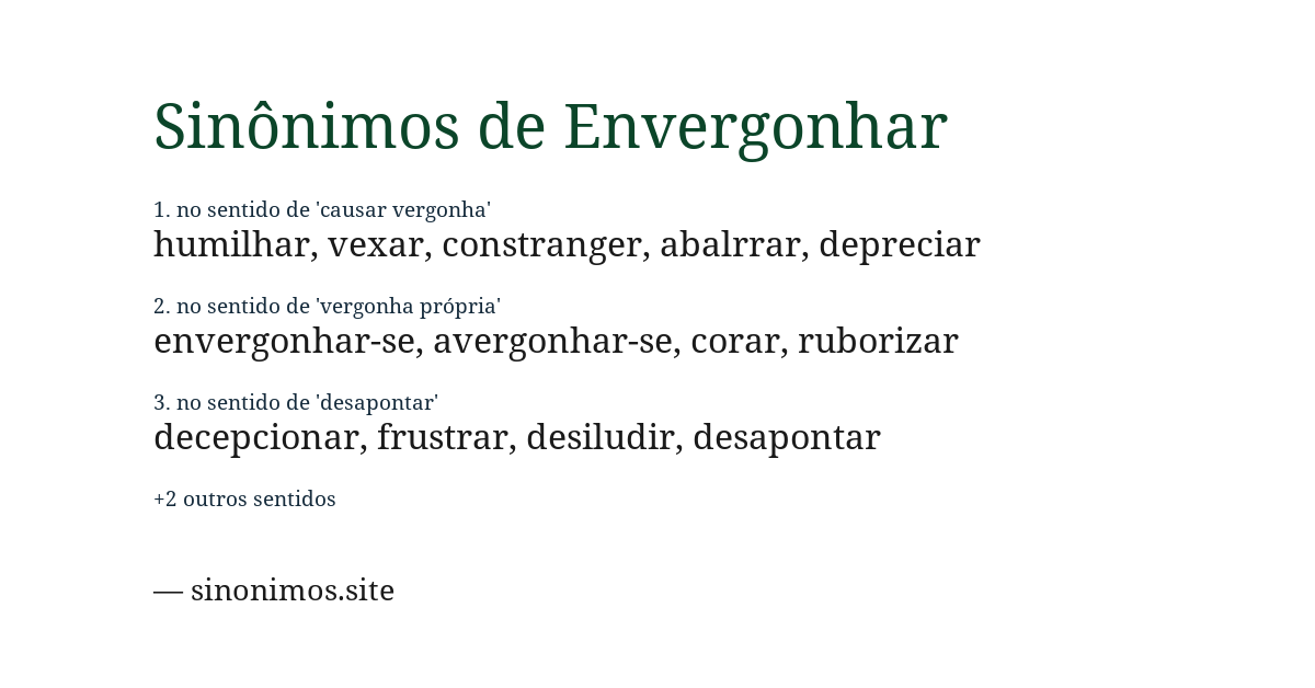 Sinônimo de envergonhar