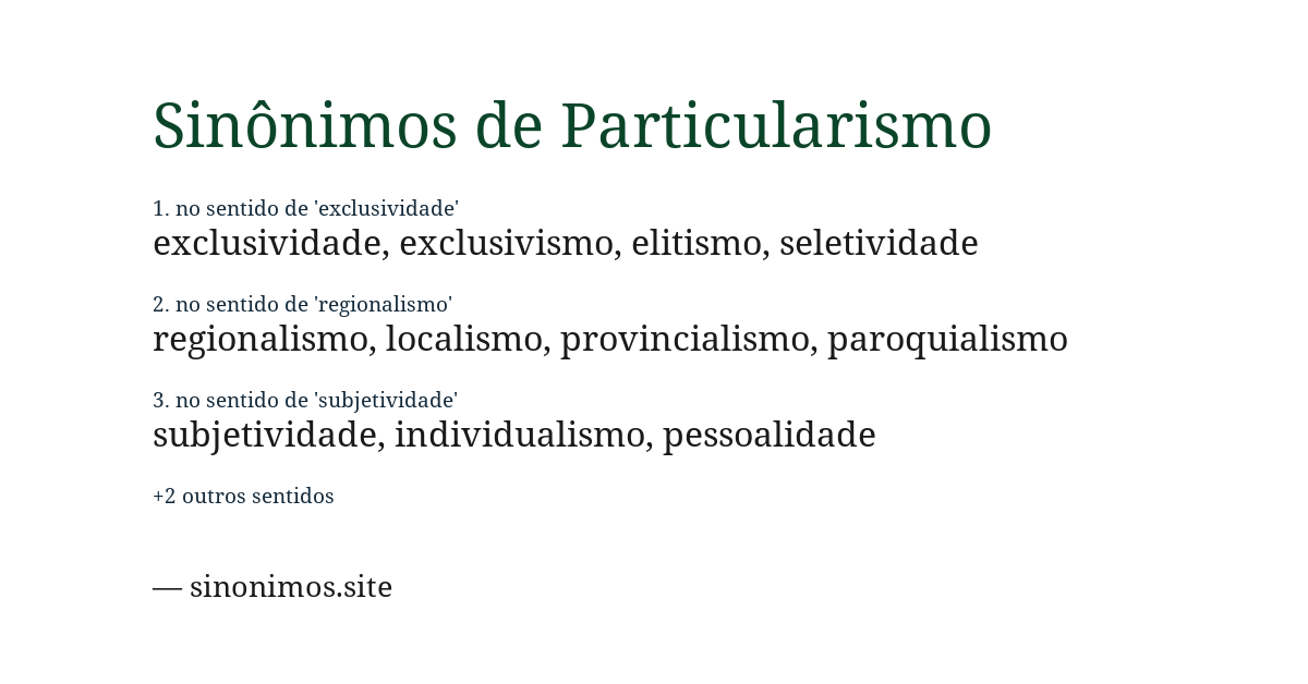 Sinônimo de particularismo