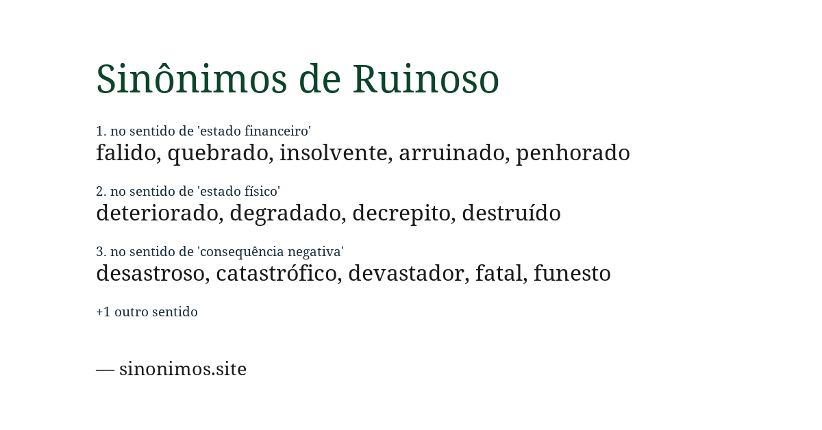 Sinônimo de ruinoso