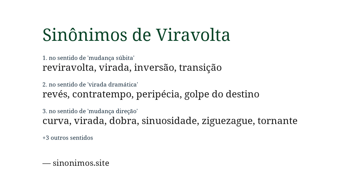 Sinônimo de viravolta