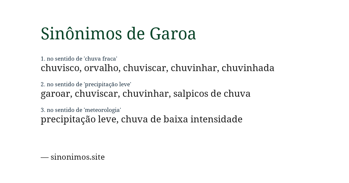 Sinônimo de garoa