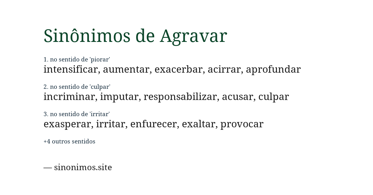 Sinônimo de agravar