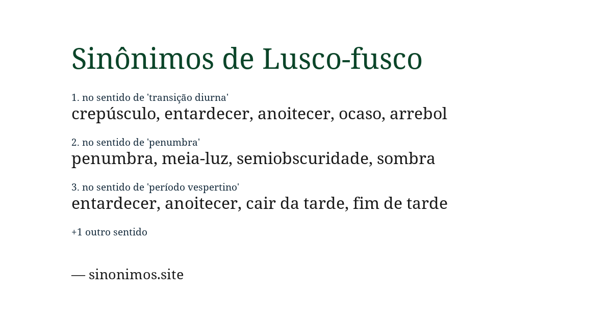 Sinônimo de lusco-fusco