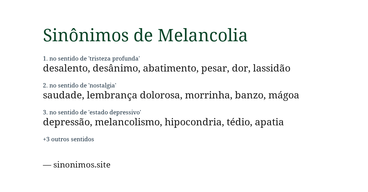 Sinônimo de melancolia