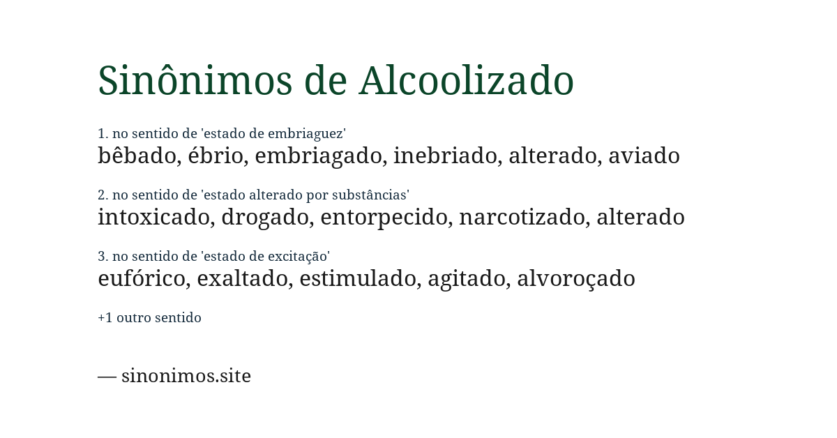 Sinônimo de alcoolizado