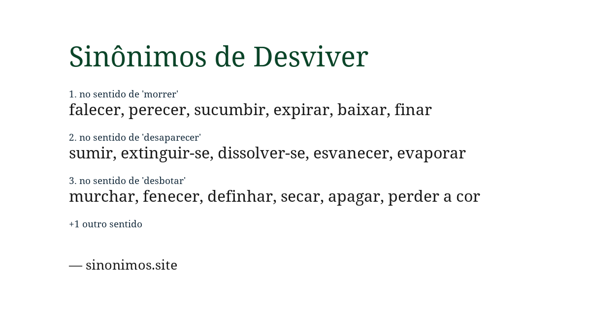 Sinônimo de desviver