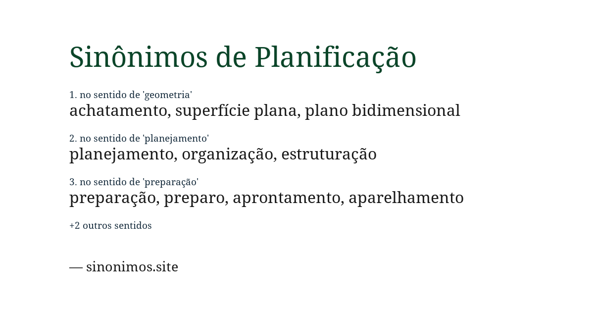 Sinônimo de planificação