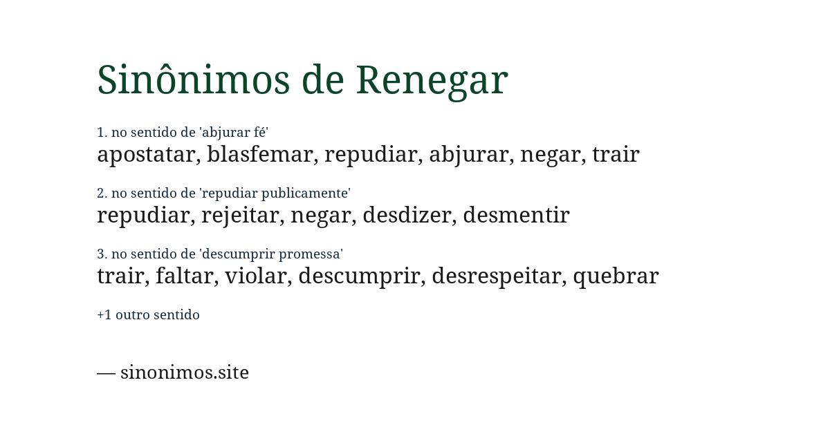 Sinônimo de renegar