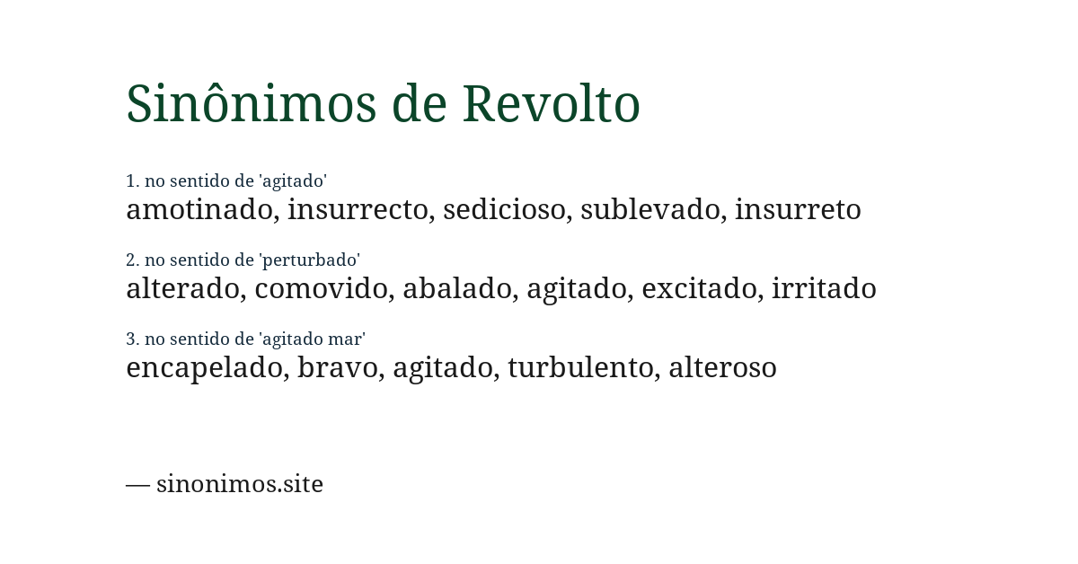 Sinônimo de revolto