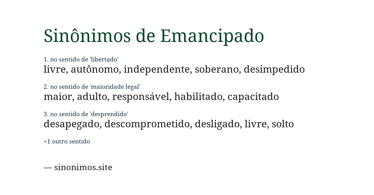 Sinônimo de emancipado