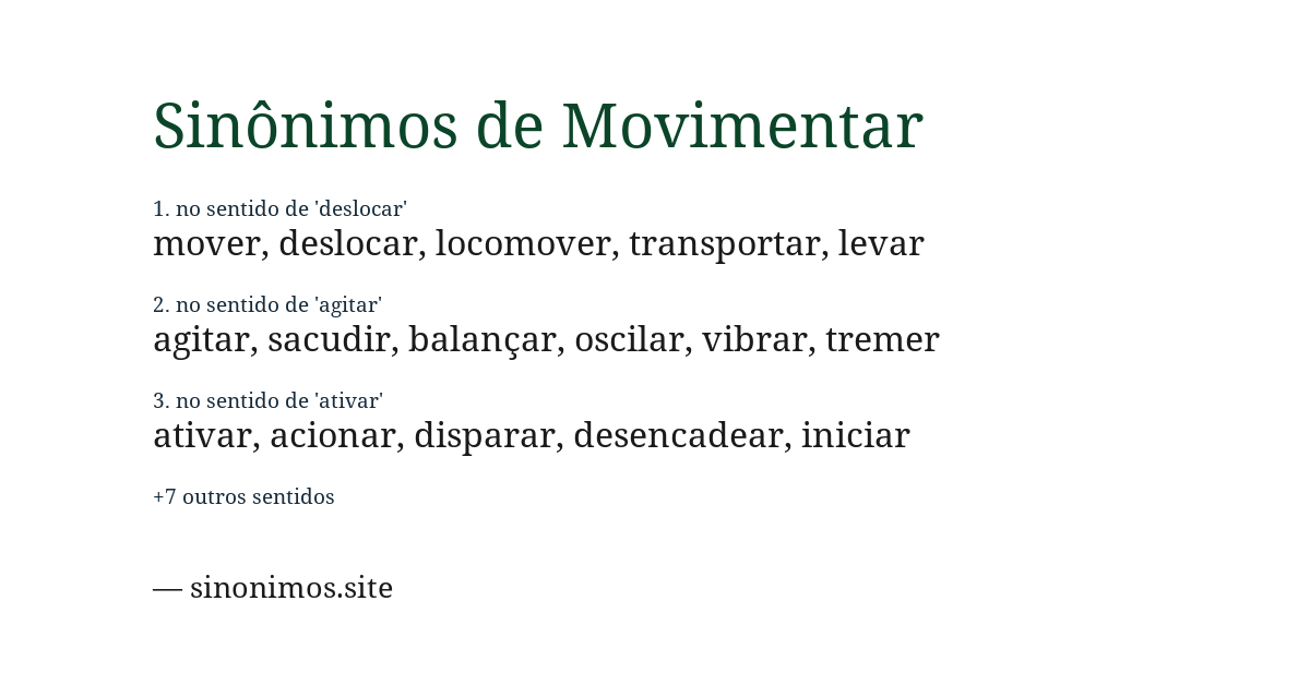 Sinônimo de movimentar