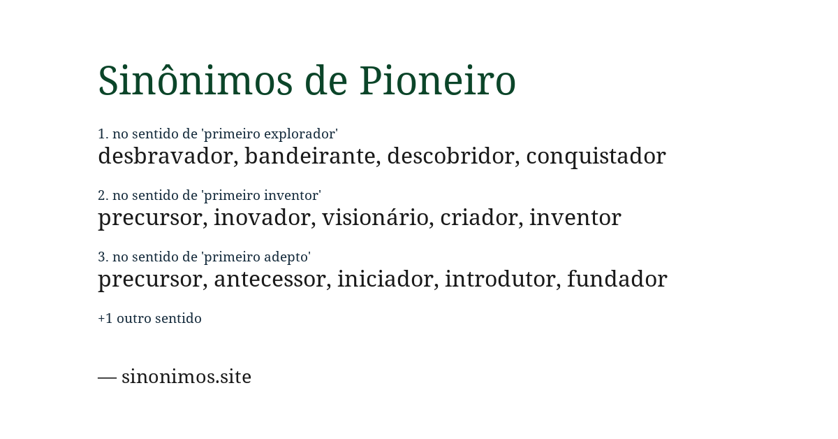 Sinônimo de pioneiro