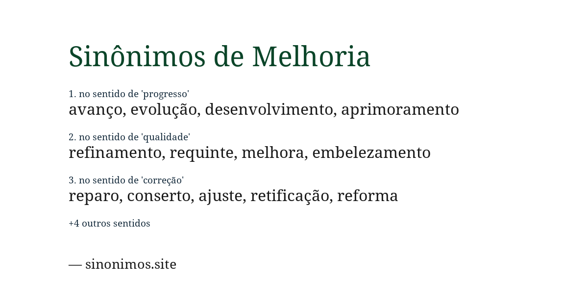 Sinônimo de melhoria