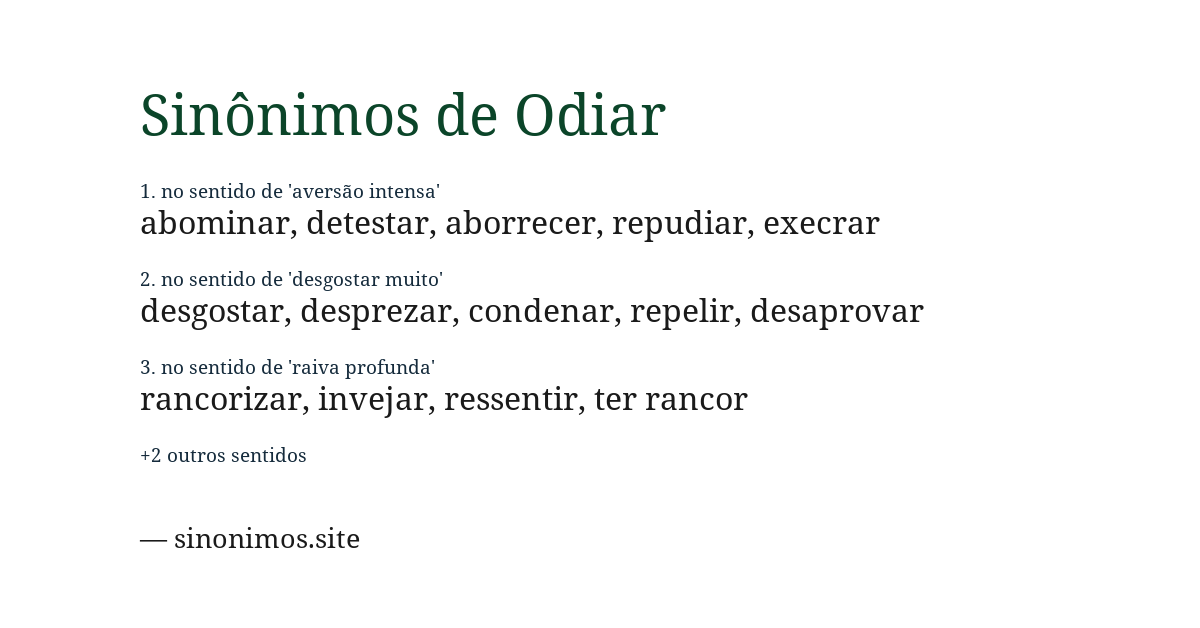 Sinônimo de odiar