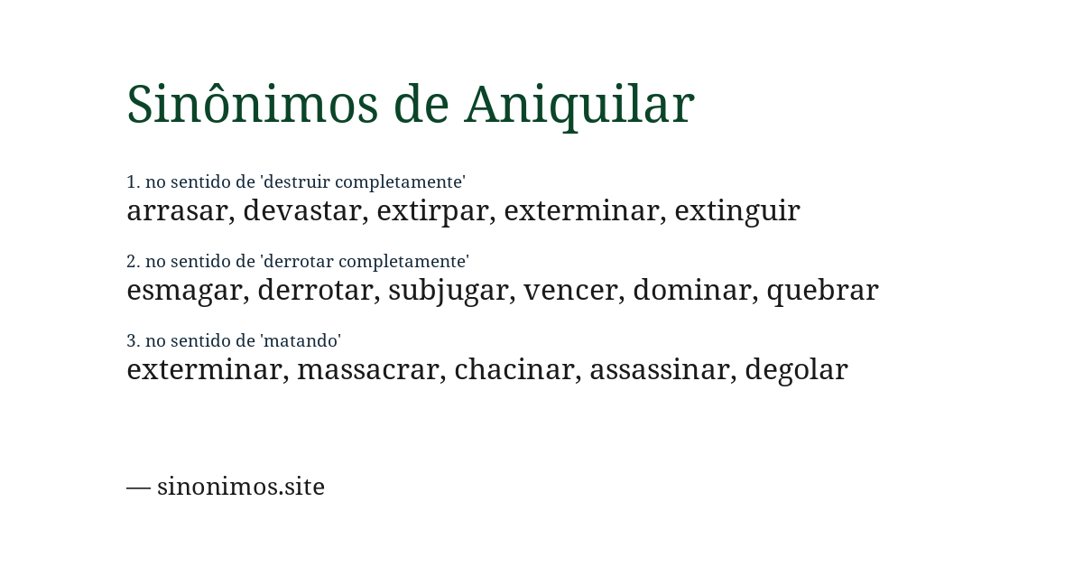 Sinônimo de aniquilar