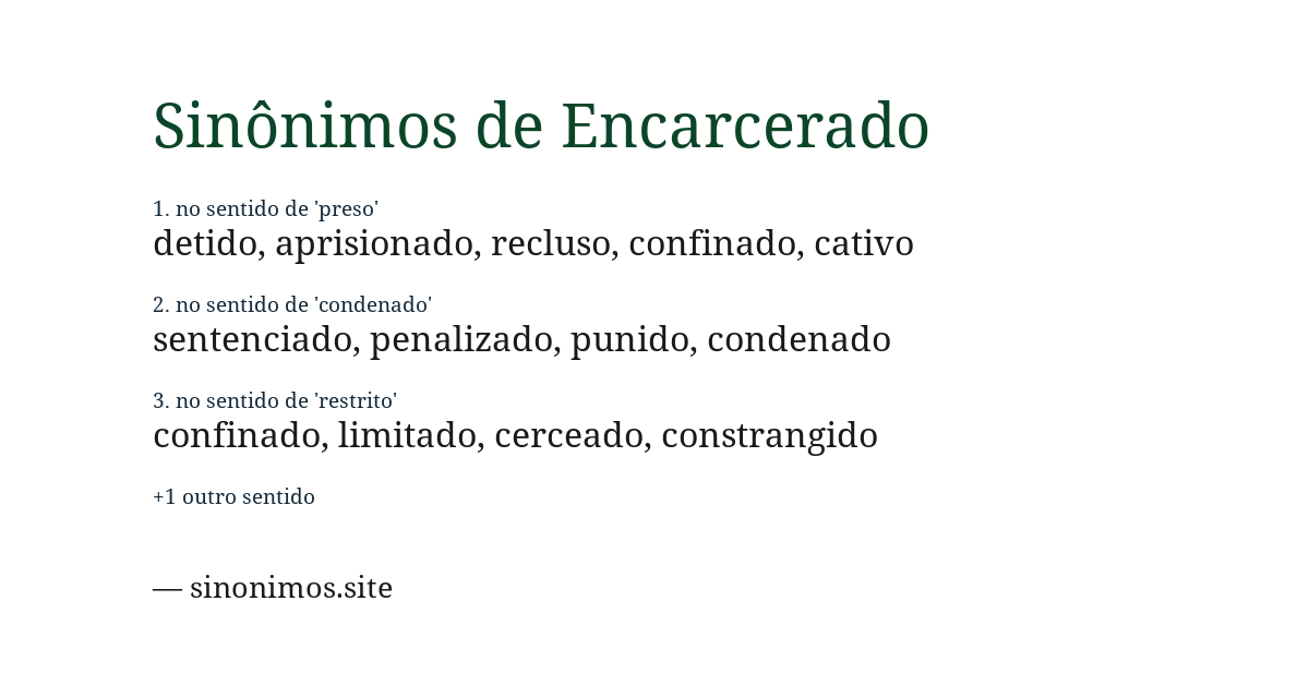 Sinônimo de encarcerado