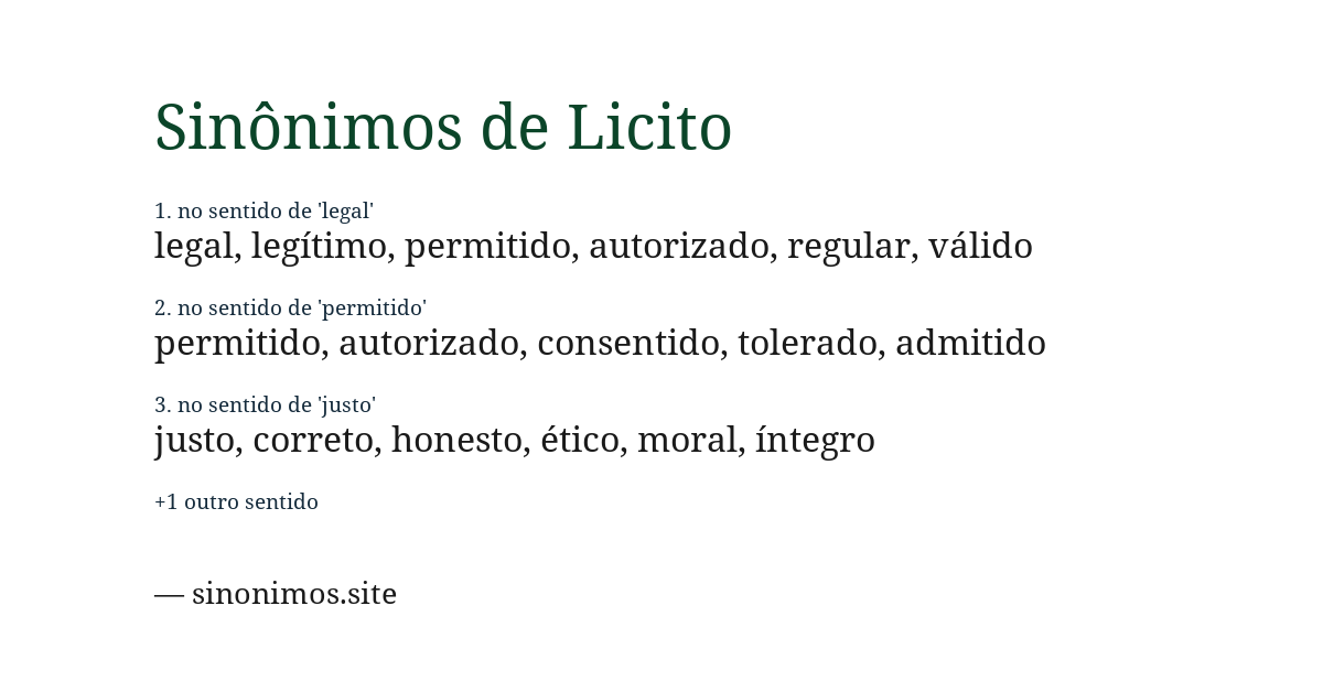 Sinônimo de licito